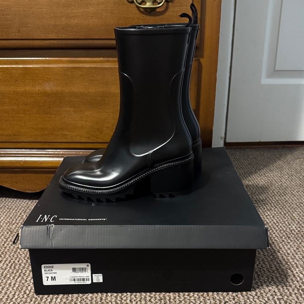 INC International Concepts Eddie Rain Boots Black